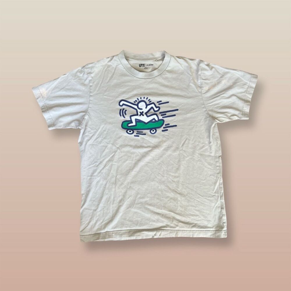 Uniqlo x Keith Haring Men's Beige Graphic T-Shirt Size M